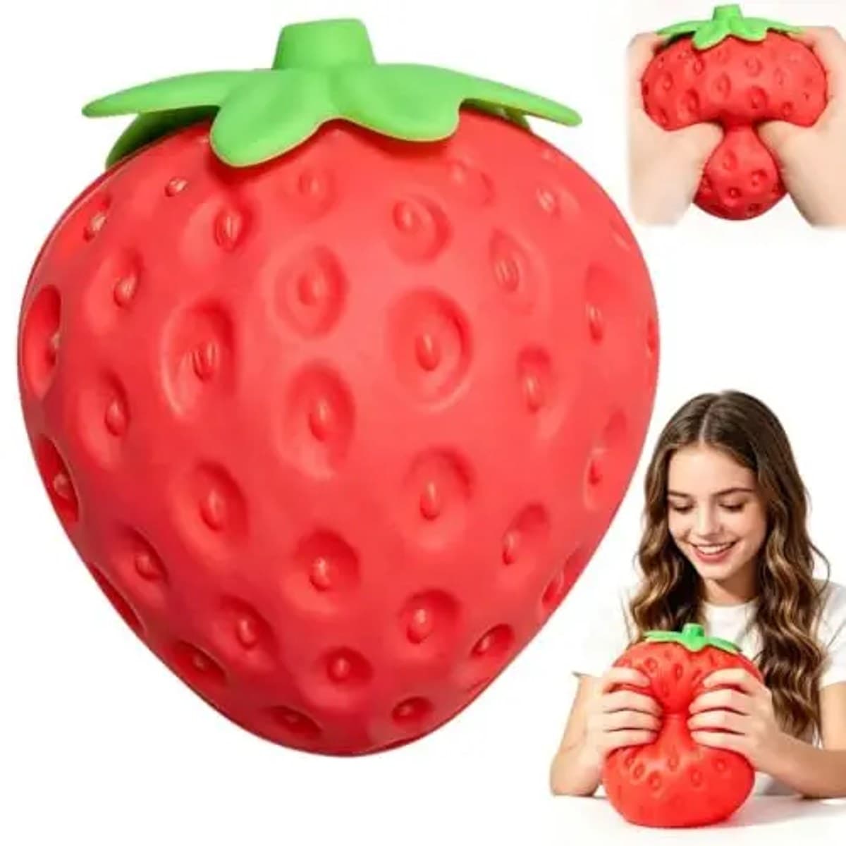 Hot Giant Strawberry Squishy Toy Extra Large Slow Rising Fidget Squeeze Ball Stress Relief Sensory Toy Fruit Gift for Adults — foto 1